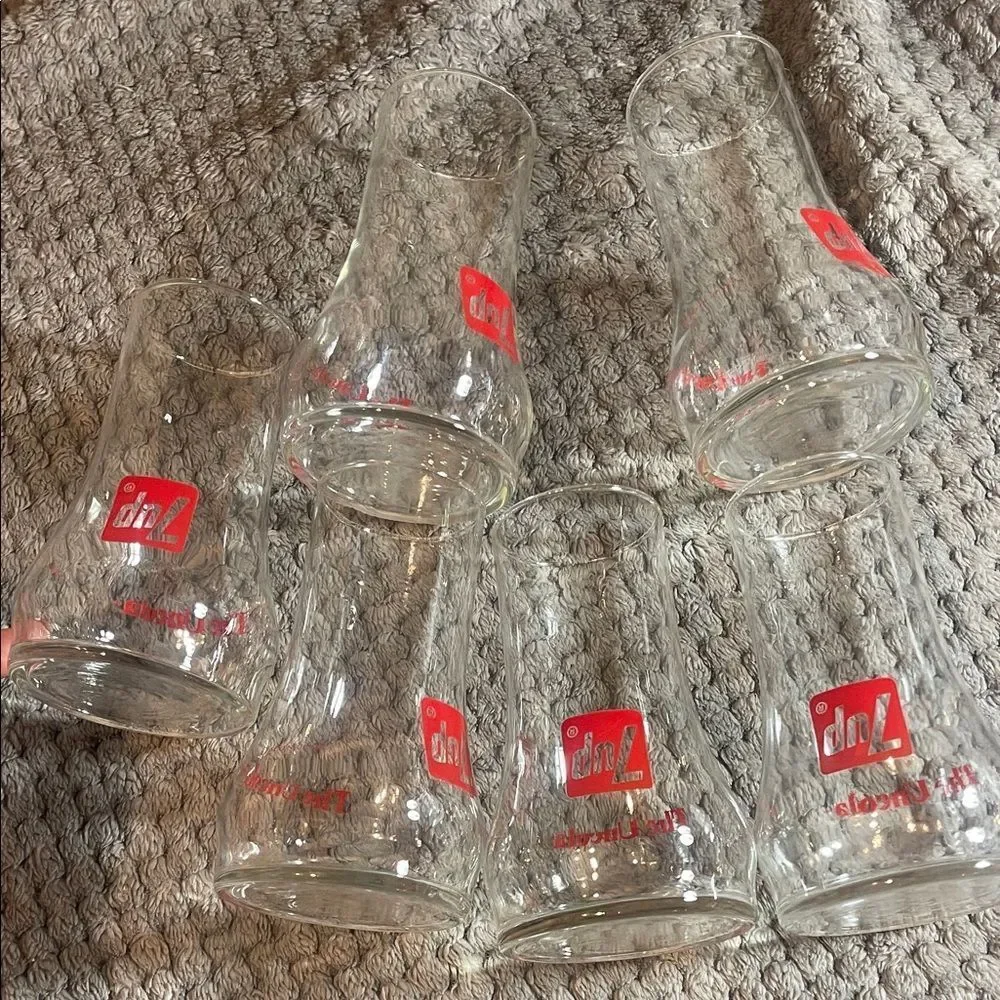 Vintage 7up Logo Clear Glass Set of 6
